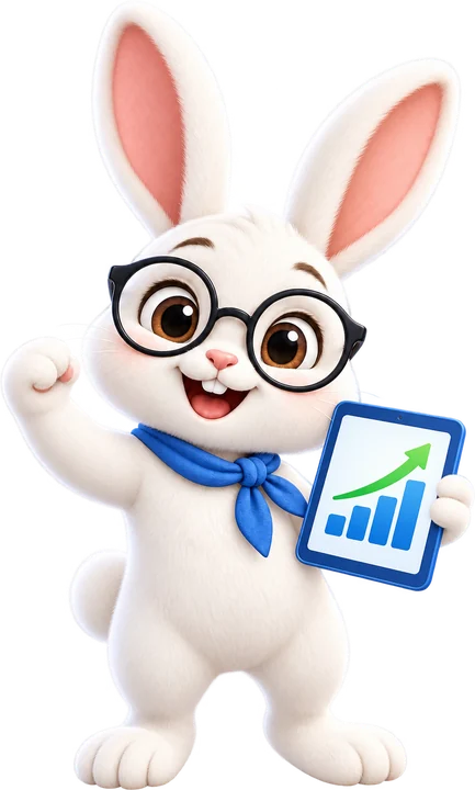 The measuremy.site bunny holding a tablet with a growing chart
