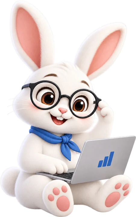 The measuremy.site bunny typing on a laptop